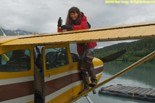 Darlene checking the fuel